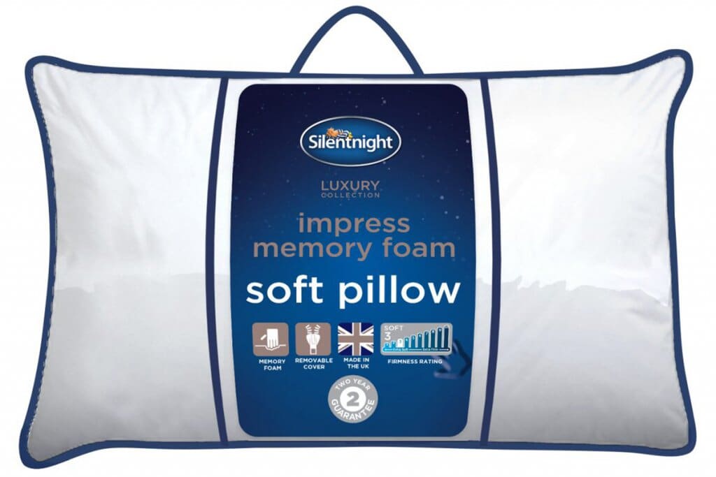 A soft Silentnight Impress Memory Foam Pillow in packaging