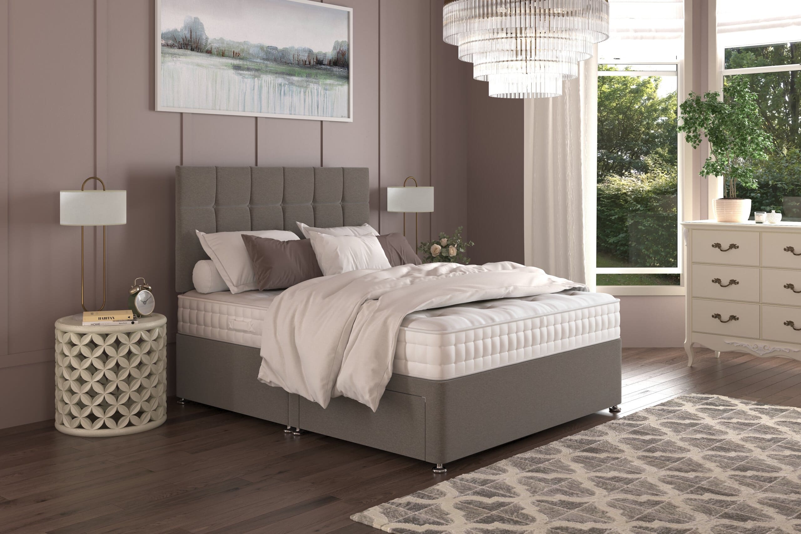 Image of the Hypnos Ultimate Ortho Mattress on a grey divan bed.