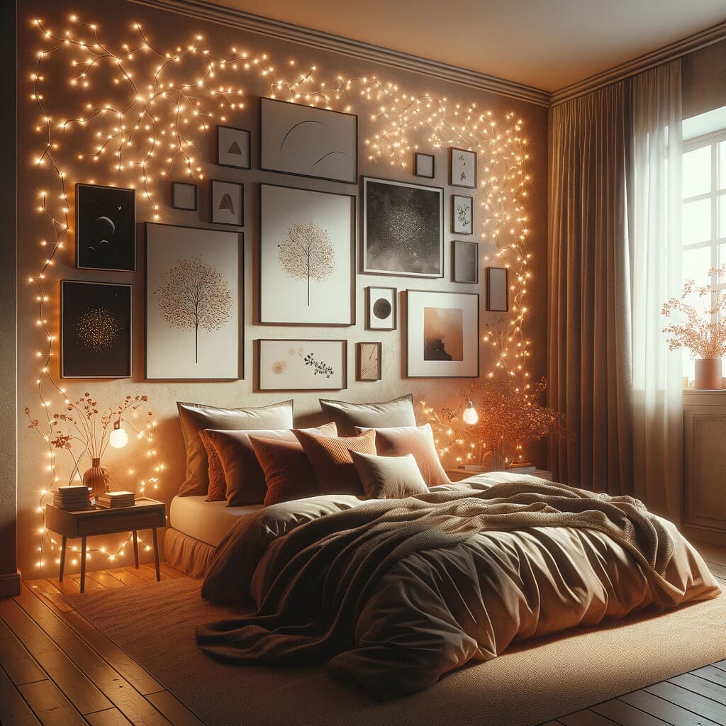 AI image of a cosy bedroom.