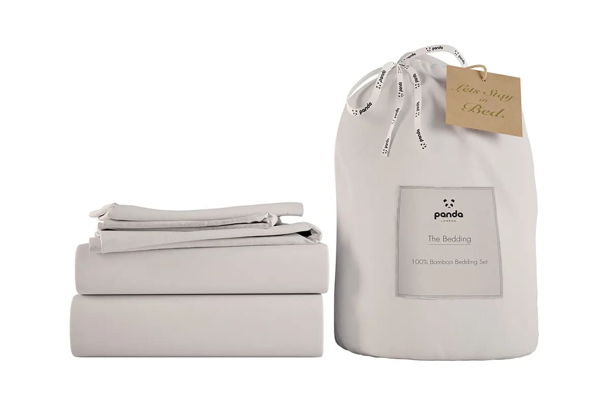 Image of the Panda Bedding Set in Pure White.