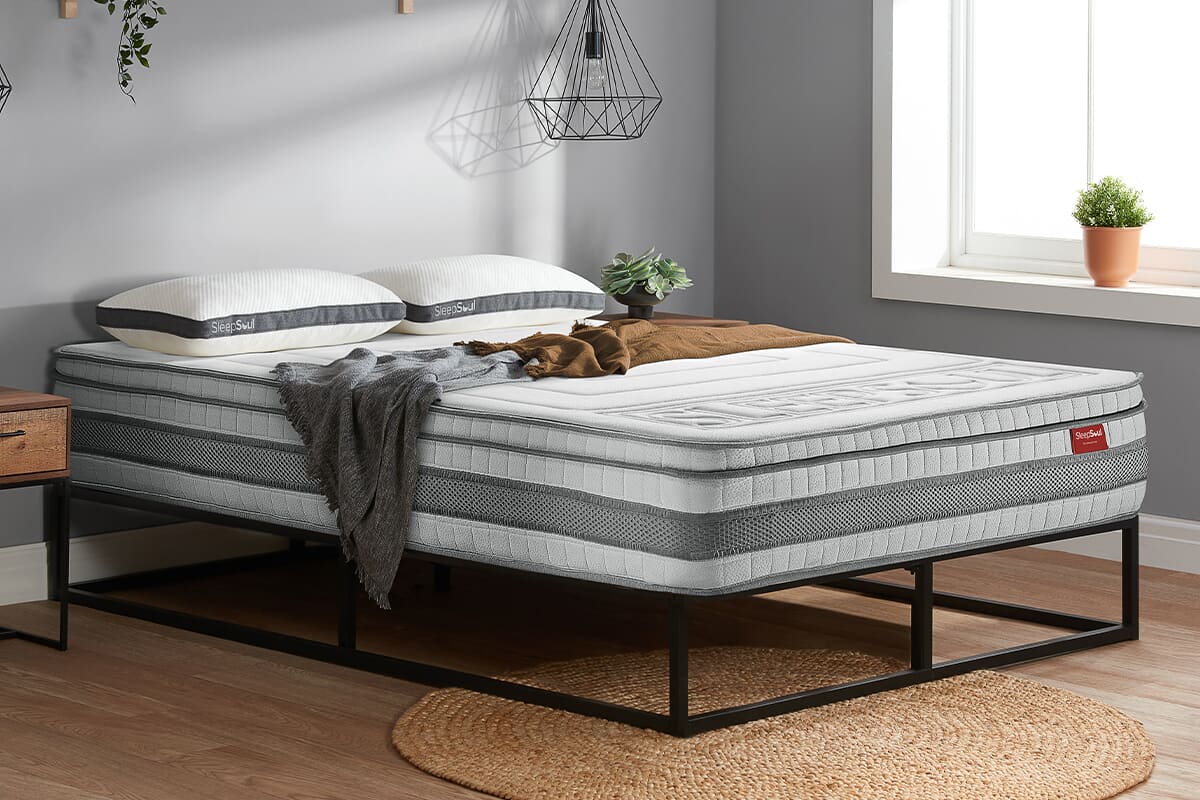 Modern lifestyle image of a sleepsoul wish on a stylish bed frame.