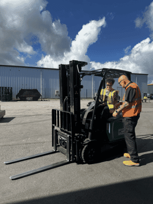 Fifth trust student sat in forklift.