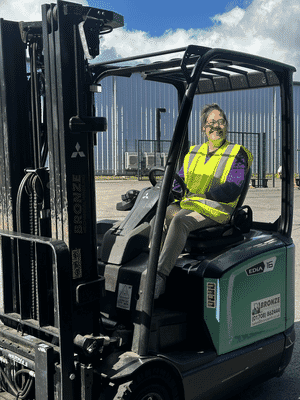 Fifth trust student sat in forklift.