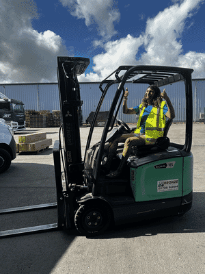 Fifth trust student sat in forklift.