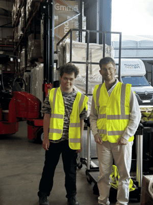 Fifth trust students having fun learning about the warehouse.