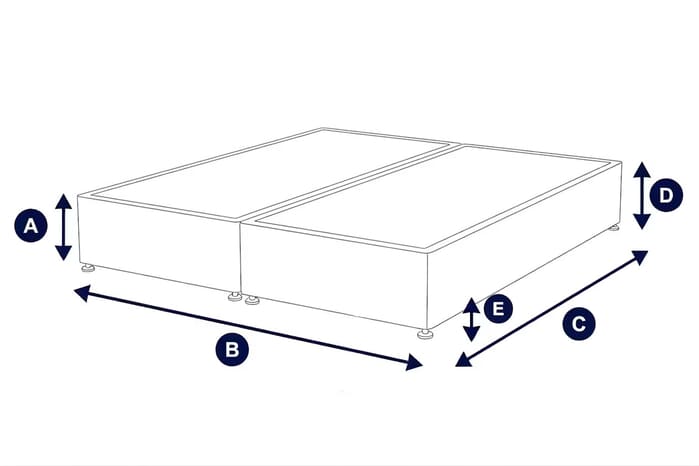 Diagram showing dimensions of the Spring King® Pocket Memory Ortho 1500 Mattress + Premium Divan Bed with labeled height, width, and depth