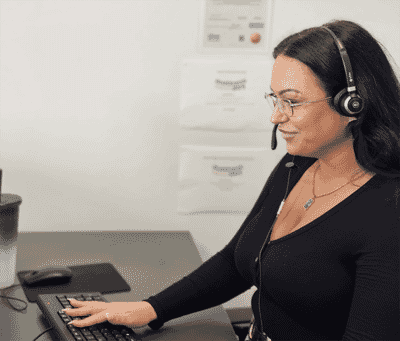 person on phone providing support