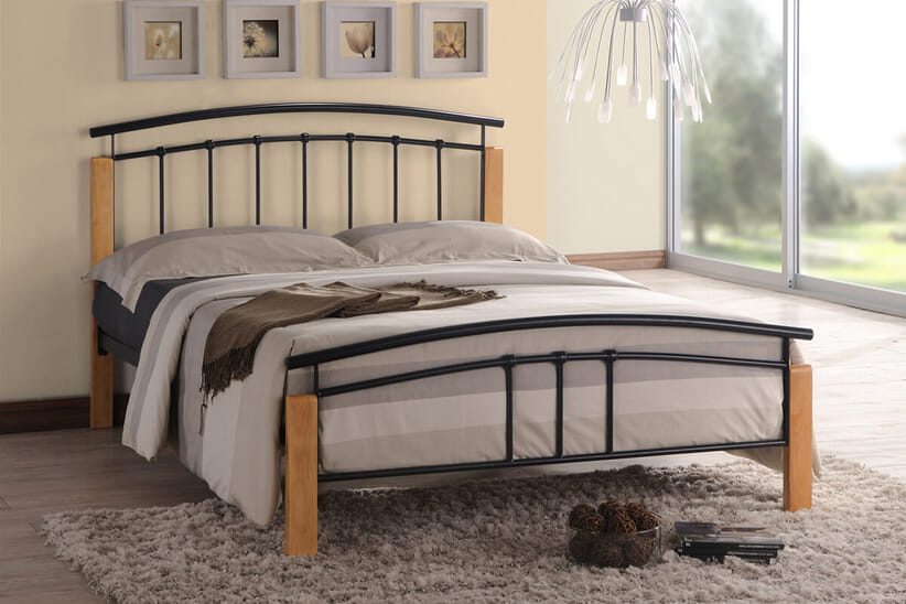 An image for Tetras Black and Beech Bed Frame