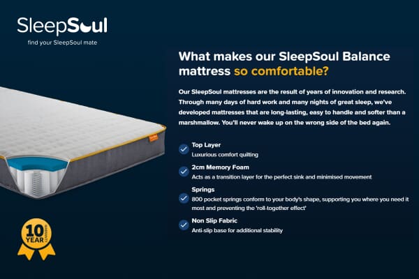 An image for SleepSoul Balance 800 Pocket Memory Mattress