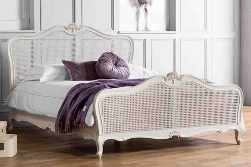 An image for Frank Hudson Living Chic Vanilla with Cane Detailing Bed Frame