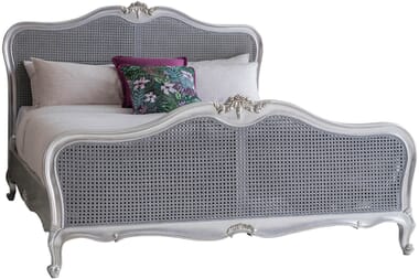 An image for Frank Hudson Living Chic Silver with Cane Detailing Bed Frame