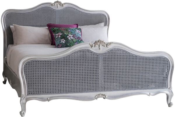 An image for Frank Hudson Living Chic Silver with Cane Detailing Bed Frame