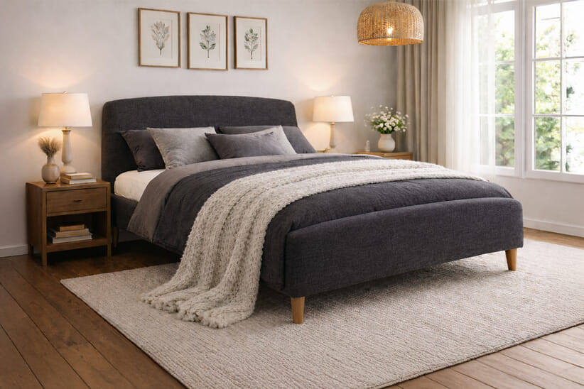 An image for Geneva Dark Grey Bed Frame