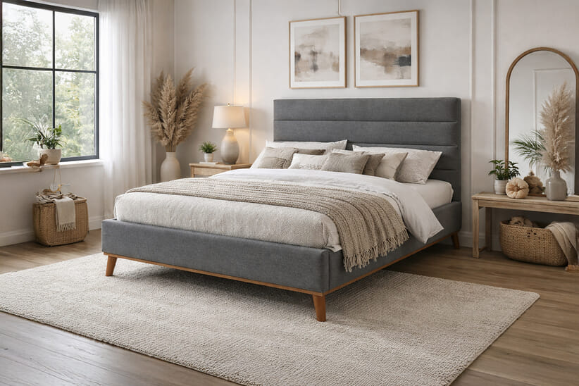 An image for Mayfair Light Grey Bed Frame