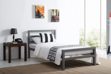 An image for Time Living City Block Grey Bed Frame