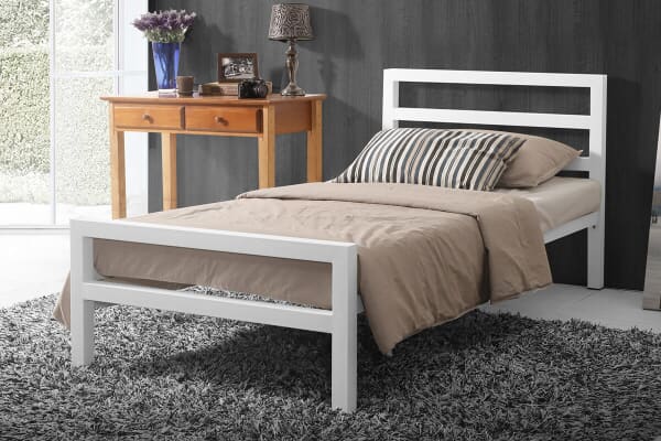 An image for Time Living City Block White Bed Frame