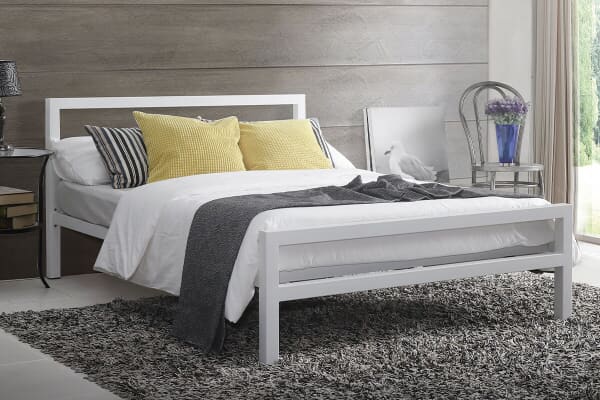 An image for Time Living City Block White Bed Frame