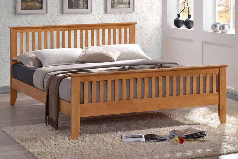 Product photograph of Time Living Turin Honey Oak Bed Frame Single from Mattressnextday
