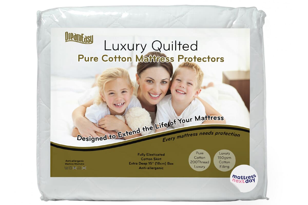 DreamEasy Luxury Quilted Pure Cotton Mattress Protector