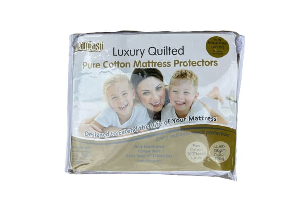 An image for DreamEasy Luxury Quilted Pure Cotton Mattress Protector