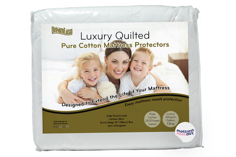 An image for DreamEasy Luxury Quilted Pure Cotton Mattress Protector