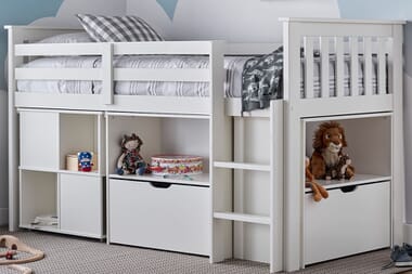 An image for Bedmaster Milo White Sleep Station Desk Storage Bed