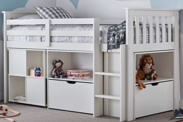 An image for Bedmaster Milo White Sleep Station Desk Storage Bed