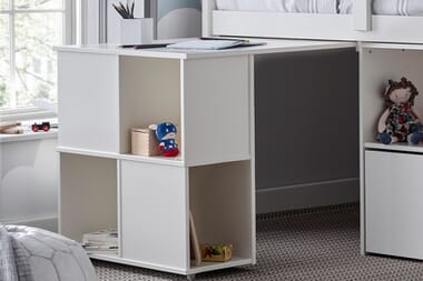 An image for Bedmaster Milo White Sleep Station Desk Storage Bed