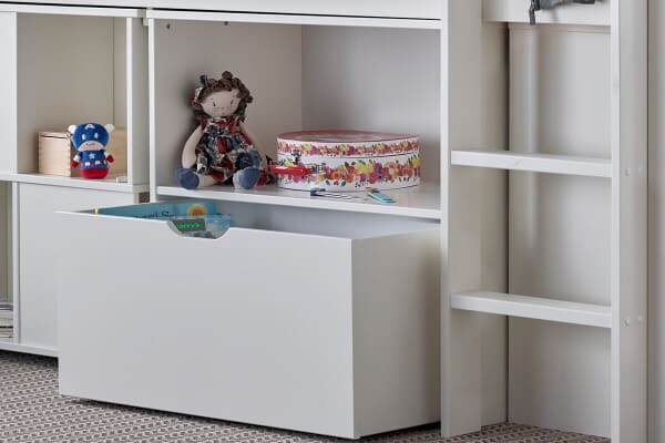 An image for Bedmaster Milo White Sleep Station Desk Storage Bed
