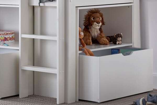 An image for Bedmaster Milo White Sleep Station Desk Storage Bed