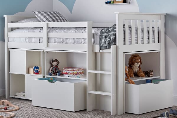 An image for Bedmaster Milo White Sleep Station Desk Storage Bed