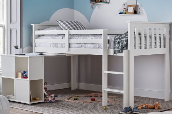 An image for Bedmaster Milo White Sleep Station Desk Storage Bed
