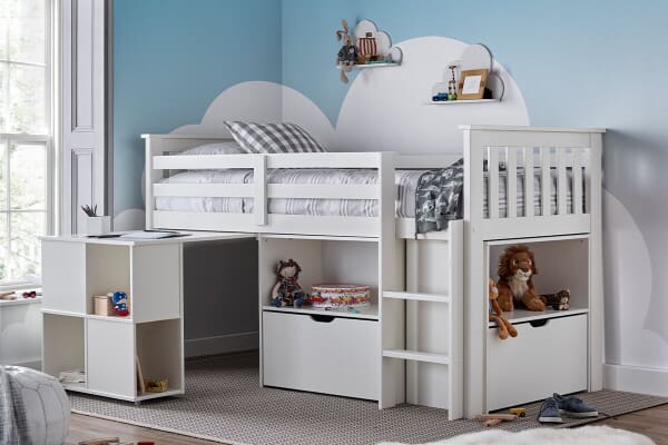 An image for Bedmaster Milo White Sleep Station Desk Storage Bed