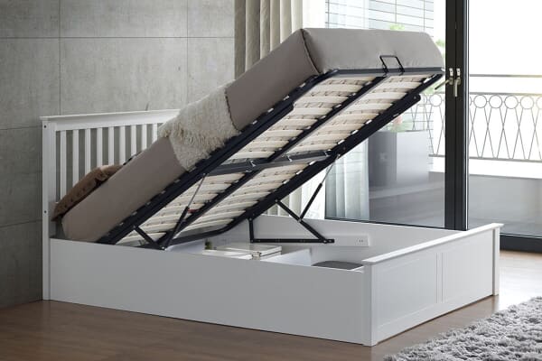 An image for Bedmaster Malmo White Wooden Ottoman Bed