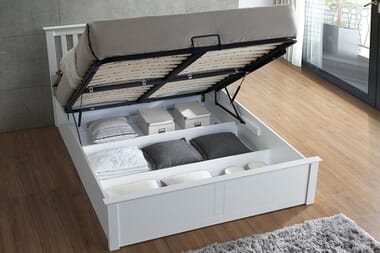An image for Bedmaster Malmo White Wooden Ottoman Bed