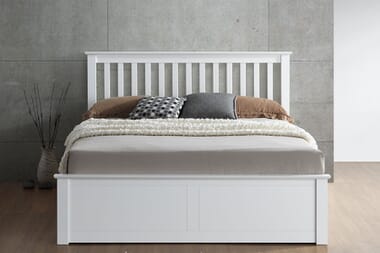 An image for Bedmaster Malmo White Wooden Ottoman Bed