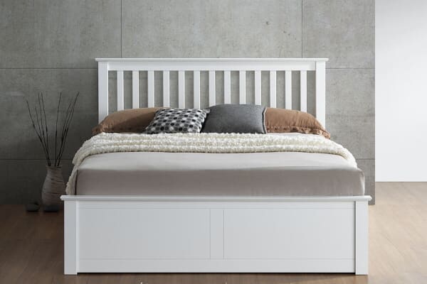 An image for Bedmaster Malmo White Wooden Ottoman Bed