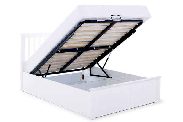 An image for Bedmaster Malmo White Wooden Ottoman Bed