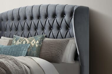 An image for Bedmaster Warwick Grey Velvet Ottoman Bed