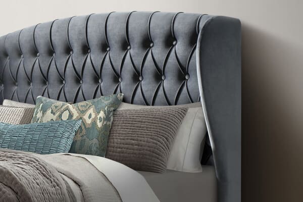 An image for Bedmaster Warwick Grey Velvet Ottoman Bed