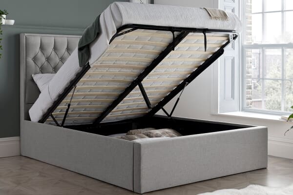 An image for Bedmaster Wilson Grey Fabric Ottoman Bed