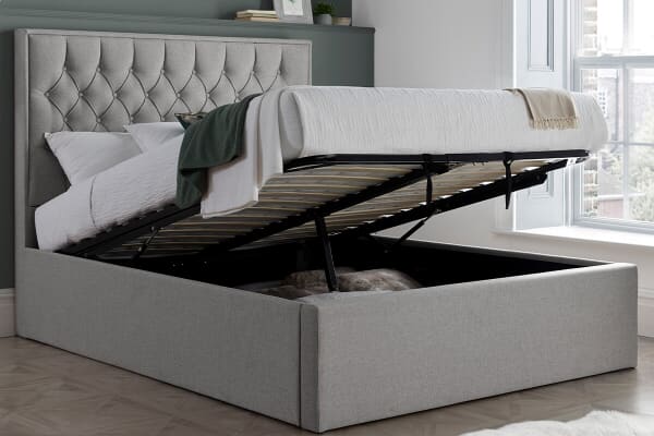 An image for Bedmaster Wilson Grey Fabric Ottoman Bed