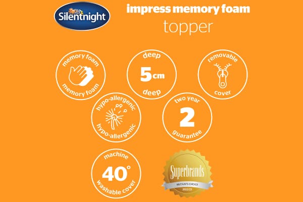 An image for Silentnight Impress Memory Foam Mattress Topper – 5cm