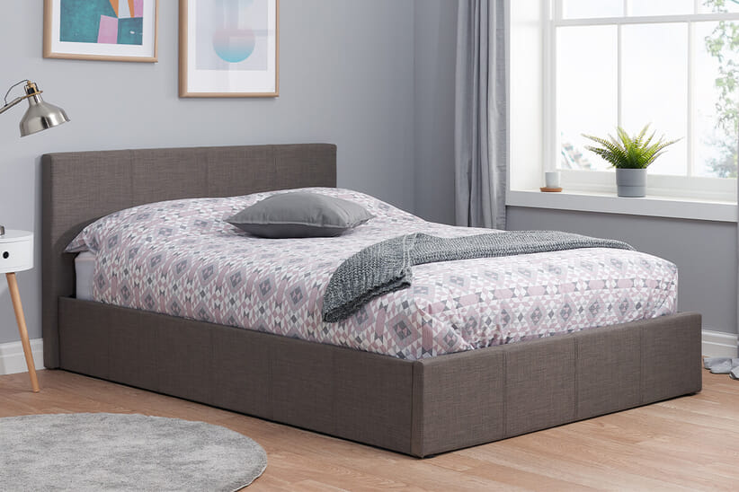 An image for Berlin Grey Fabric Ottoman Bed