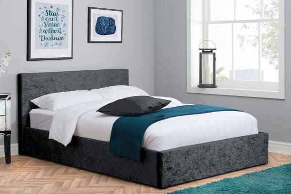 An image for Birlea Berlin Black Crushed Velvet Ottoman Bed