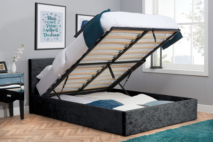 An image for Berlin Black Crushed Velvet Ottoman Bed