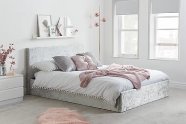 An image for Birlea Berlin Steel Crushed Velvet Ottoman Bed