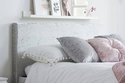 An image for Berlin Steel Crushed Velvet Ottoman Bed