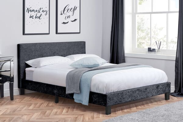 An image for Birlea Berlin Black Crushed Velvet Fabric Bed