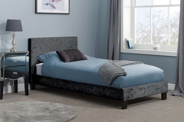 An image for Birlea Berlin Black Crushed Velvet Fabric Bed